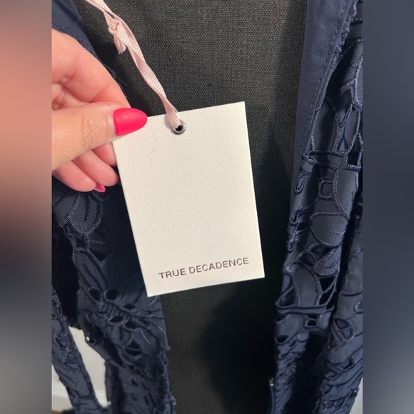 NWT True Decadence Navy Cut Work Organza Halter Neck Maxi Dress Sz 8 - Picture 7 of 7